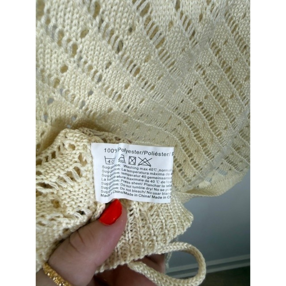 NWT AIMAGE Cream Crochet Knit 2-Piece Crop Top & Mini Skirt Set | Size M - Picture 13 of 14